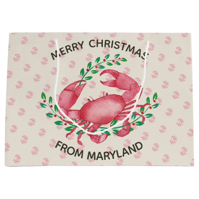 Sacola Para Presentes Grande Feliz Natal de Maryland (Frente)