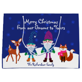 Sacola Para Presentes Grande Feliz Natal do nosso Gnomo para o seu Azul
