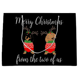 Sacola Para Presentes Grande Feliz Natal Dois Dachshances Desenterrados