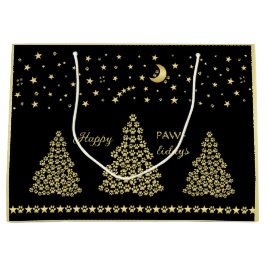 Sacola Para Presentes Grande Feliz Natal, Dourada e brilhante árvore de Natal