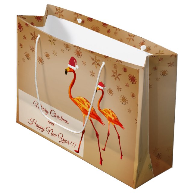 Sacola Para Presentes Grande Feliz Natal, Feliz ano novo Gift Bag (Frente inclinada)