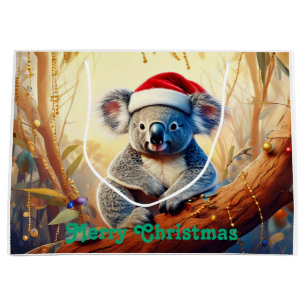 Sacola Para Presentes Grande Feliz Natal Koala sentado em Gumtree