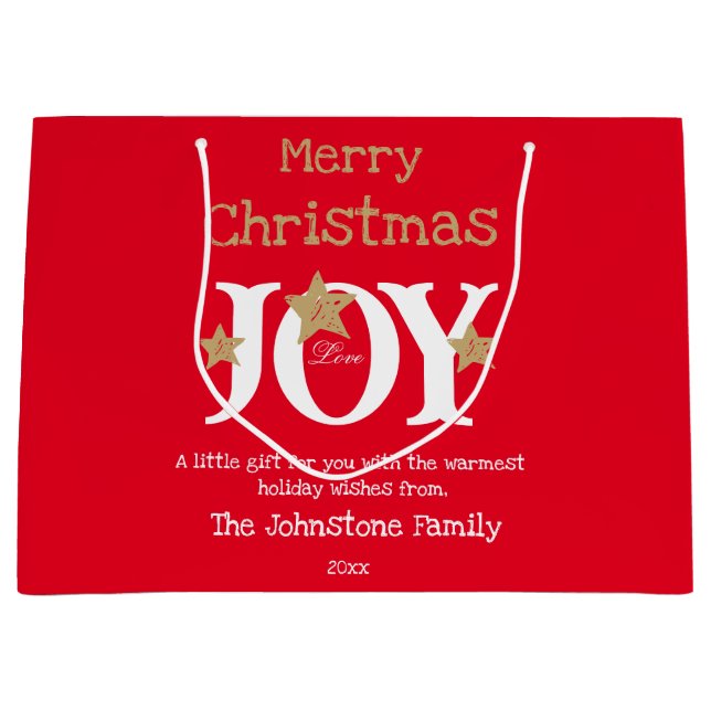 Sacola Para Presentes Grande Feliz Natal - Legal Chic Cute Red (Frente)