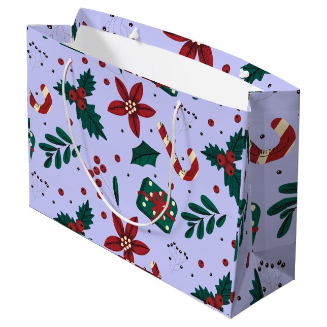 Sacola Para Presentes Grande Feliz Natal - Padrão de Abstrato (Verso inclinado)