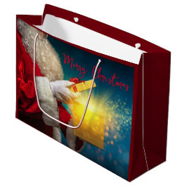 Sacola Para Presentes Grande Feliz Natal. Papais noeis com presente