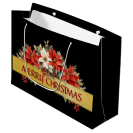 Sacola Para Presentes Grande Feliz Natal Poinsettias