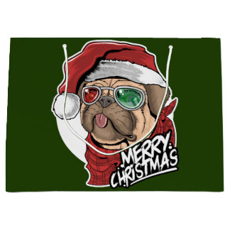 Sacola Para Presentes Grande Feliz Natal Pug