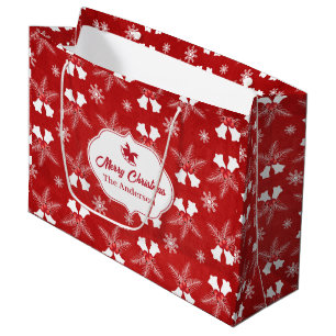 Sacola Para Presentes Grande Feliz Natal Red Patterno Célula de Natal