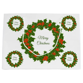 Sacola Para Presentes Grande Feliz Natal, sagrada, coroa vermelha