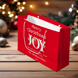 Sacola Para Presentes Grande Feliz Natal - Script Cute Red