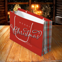 Feliz Natal - Script de Caligrafia - Xadrez Vermel