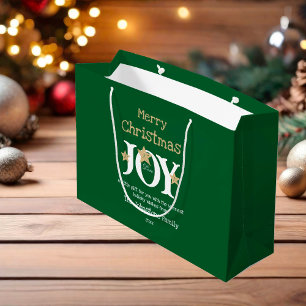 Sacola Para Presentes Grande Feliz Natal - Script Rustic Green