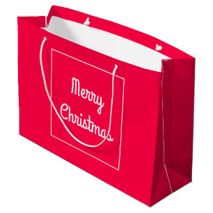 Sacola Para Presentes Grande Feliz Natal Texto Nostálgico Modelo Branco Vermelh