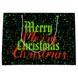 Sacola Para Presentes Grande Feliz Natal verde da faísca