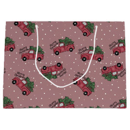 Sacola Para Presentes Grande Feliz Natal Vintage Red Truck