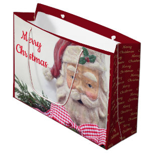 Sacola Para Presentes Grande Feliz Papai noel de Natal Giftbag