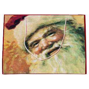 Sacola Para Presentes Grande Feliz Papai noel Feliz Vintage de Natal