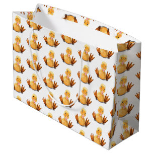Sacola Para Presentes Grande Feliz Piscar os olhos de Pato Amarelo Jogando - So