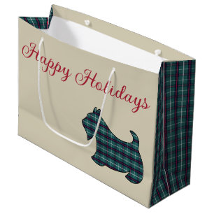 Sacola Para Presentes Grande Felizes Feriados Escoceses Terrier Gift Bag