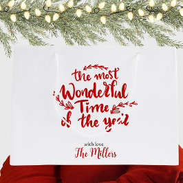 Sacola Para Presentes Grande Felizes Feriados Personalizados de Natal Vermelho 