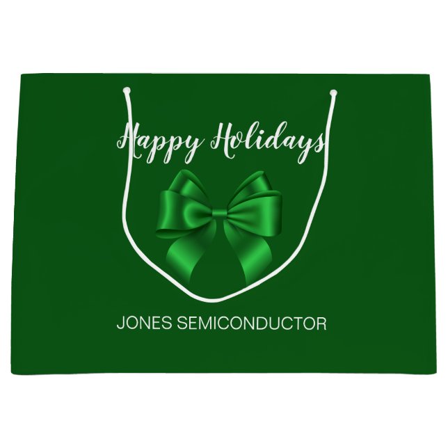 Sacola Para Presentes Grande Felizes Feriados Verdes Legais (Frente)