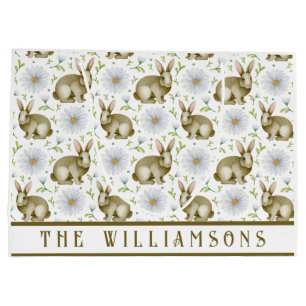 Sacola Para Presentes Grande Felz pascoa Floral Vintage Bunny