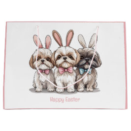 Sacola Para Presentes Grande Felz pascoa Shih Tzu Dogs