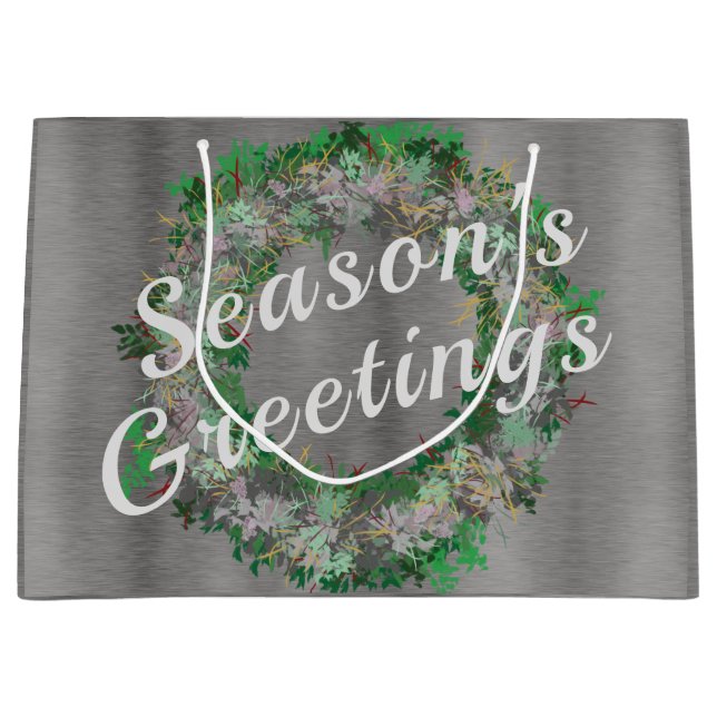 Sacola Para Presentes Grande Feriado de na moda Wreath (Frente)