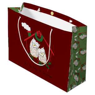 Sacola Para Presentes Grande Feriado de Natal da Coruja Engraçado