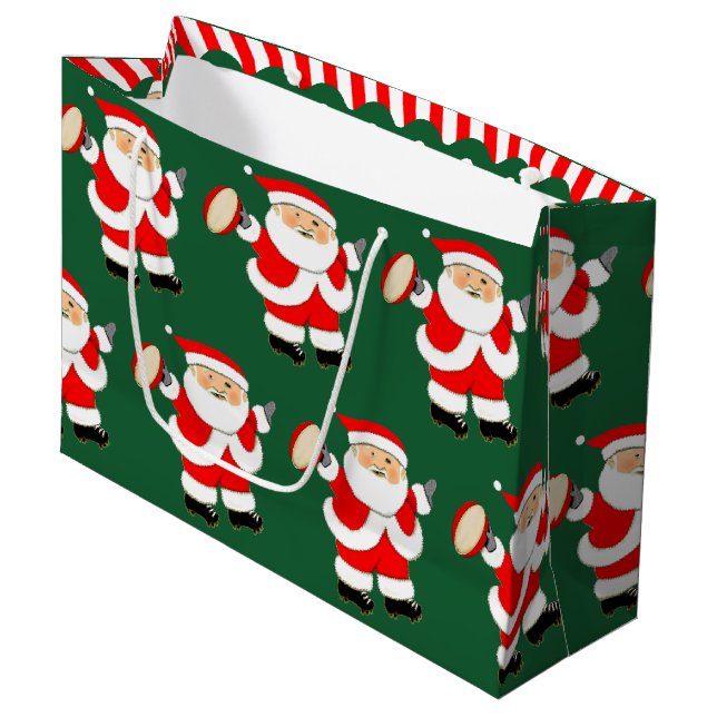 Sacola Para Presentes Grande Feriado de Natal do Rugby (Frente inclinada)