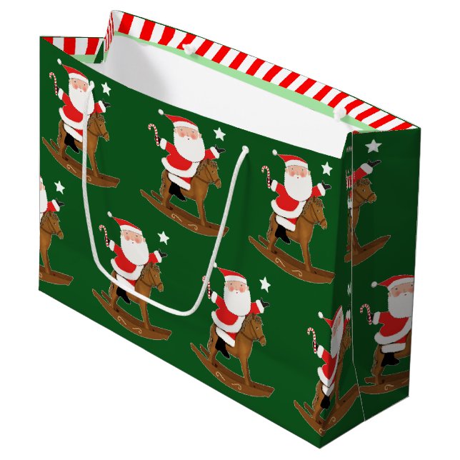 Sacola Para Presentes Grande Feriado de Natal Equestre Grande Saco de Presente (Frente inclinada)