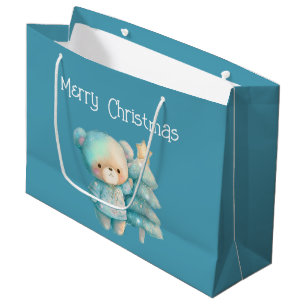 Sacola Para Presentes Grande Feriado de Urso Bonito e Árvore de Natal