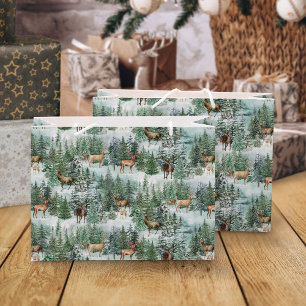 Sacola Para Presentes Grande Feriado de Vestidos da Floresta de Natal