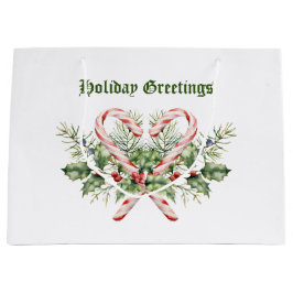 Sacola Para Presentes Grande Feriado de Vintage Candy Cane