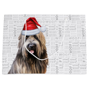 Sacola Para Presentes Grande Feriado Engraçado de Cachorro Briard Shepherd