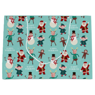 Sacola Para Presentes Grande Feriado Feriado da Família Engraçado Dotado