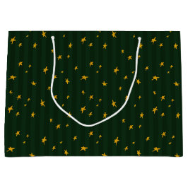 Sacola Para Presentes Grande Feriado Verde Amarelo Estrela Listra Natal