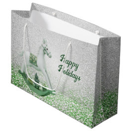 Sacola Para Presentes Grande Feriado Verde de Cavalo Branco