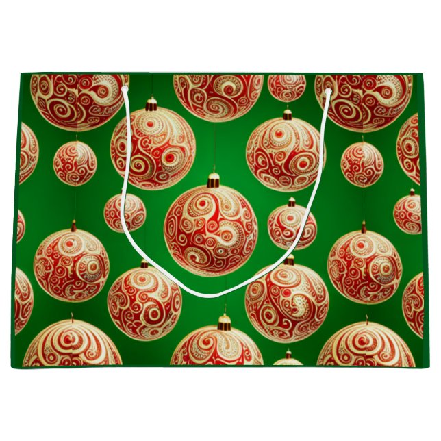 Sacola Para Presentes Grande Feriado Vermelho e Verde (Frente)