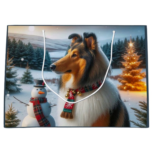 Sacola Para Presentes Grande Férias de Collie  (Frente)
