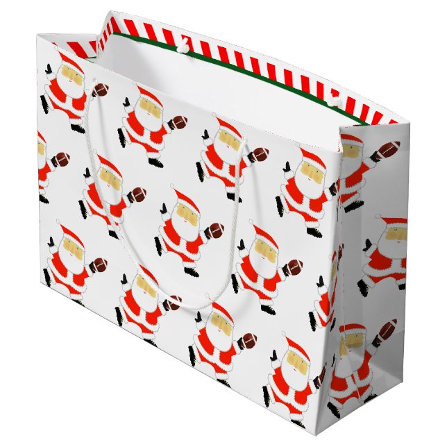Sacola Para Presentes Grande Férias de Natal de Futebol (Verso inclinado)