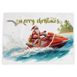 Sacola Para Presentes Grande Férias de Natal de Jet Ski com Papai Noel
