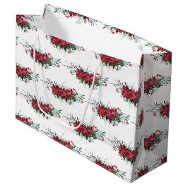 Sacola Para Presentes Grande Férias de Natal Poinsettia Botânica Festiva