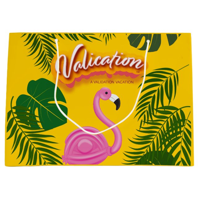 Sacola Para Presentes Grande Férias de validação Pinky (Frente)