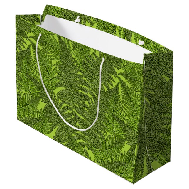 Sacola Para Presentes Grande Fern em verde (Verso inclinado)