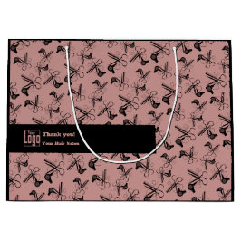 Sacola Para Presentes Grande Ferramentas Salon Logotipo Padrão Motto QR Código 