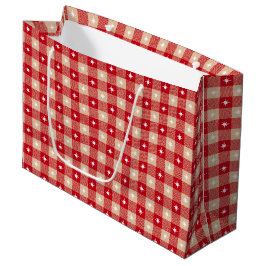 Sacola Para Presentes Grande Festa Country Gingham Estrela Branca