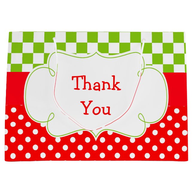 Sacola Para Presentes Grande Festa de aniversário da Pizza Party Obrigado (Frente)