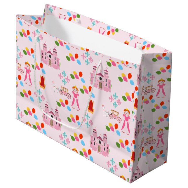 Sacola Para Presentes Grande Festa de aniversário da Princesa Real (Frente inclinada)