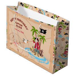 Sacola Para Presentes Grande Festa de aniversário de diversão do mapa do tesour